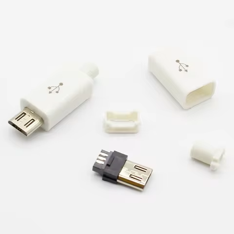 Free shipping 10pcs Micro USB 5PIN Welding Type Male Plug Connectors Charger 5P USB Tail Charging Socket 4 in 1 White Black 10 best sales plug micro usb - №8