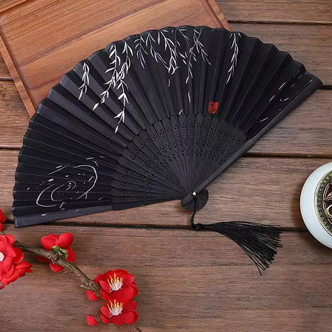 1pcs - Chinese style black vintage hand fan folding fan Chinese dance party folding fan 6 best sales fanxiang - №2