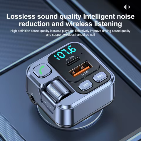 Car Bluetooth Receiver USB U Disk Read PD20w Fast Charging Digital Display Car Mobile Phone Adapter FM Transmiter For Cellphones 8 best sales fm mike - №3