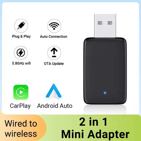 2025 2in1 Wireless Carplay&Android Auto Box 2in1 Wired to Wireless Dongle Automatic Connect Adapter Bluetooth Plug&Play Mini Box 8 best sales android tv box av output - №1