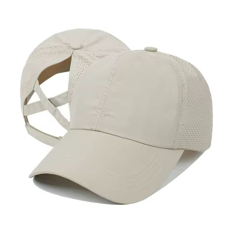 Summer Solid Color Baseball Cap Women's Athleisure Cross Ponytail Hat Mesh Quick-Drying Cap Visor Hat 10 best sales custom visor - №8