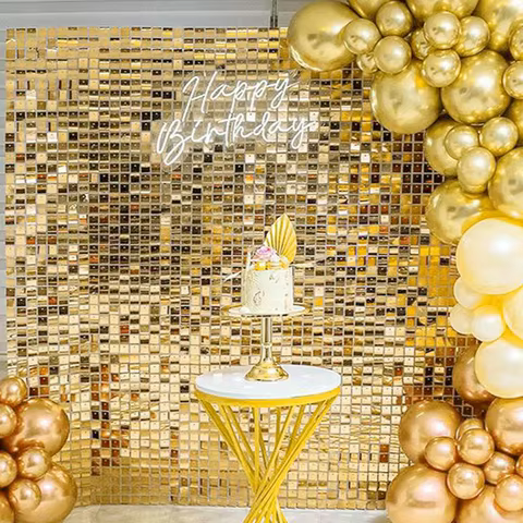 1M*2M Gold Birthday Party Backdrop Curtain Sequin Wedding Decoration Background Baby Shower Decor Backdrop Adult Anniversary 12 best sales wedding photo background - №7