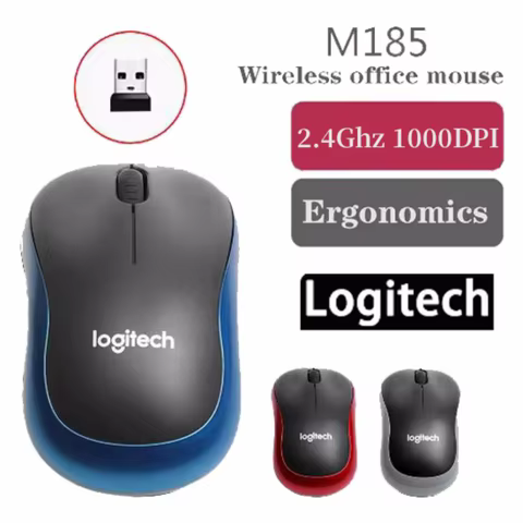 Logitech M185 Wireless Mouse 2.4Ghz USB 1000DPI Mice USB Receiver Mute Optical Navigation Mice For Mac Os Chrome Window 10/8/7 8 best sales chinese gaming mouse - №4