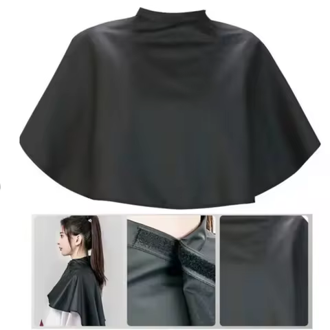 Hair Dye Tools Short Square Black Waterproof Hairdressing Salon Barber Hair Cutting Cape Cloth Wrap Hairdressing Cape Barber 10 best sales salon capes - №6