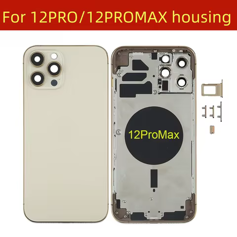For Iphone 12 Pro Max 12Pro Housing Cover Battery Door Rear Chassis Middl Frame With Back Glass + Side Buttons + Sim Chuck 12 best sales iphone 12 housing replacement - №8