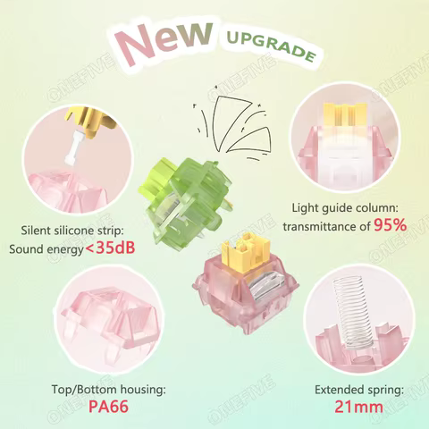 Outemu Silent Peach V3 Switch Lubed Silent Lemon V3 Switches Mechanical Keyboard Linear Tactile 5Pin Hot swap PA66 Pre Lubed POM 10 best sales macro keys - №7