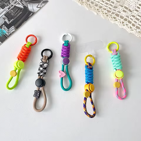 Fashion Keyring Creative Braided Lanyard Keychain For Phone Case Women Anti Lost Knot Rope Strap Car Key Chains Diy Accessories 10 best sales elastic keychain - №7