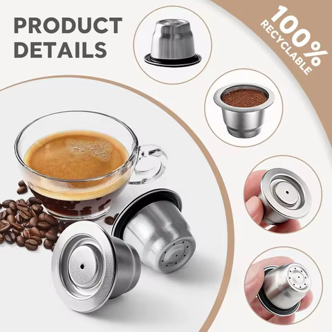 For Nespresso Reusable Coffee Capsule Stainless Steel Rich Crema Espresso Refillable Filters Pod Fit Inissia Pixie Essenza Mini 10 best sales illy - №5