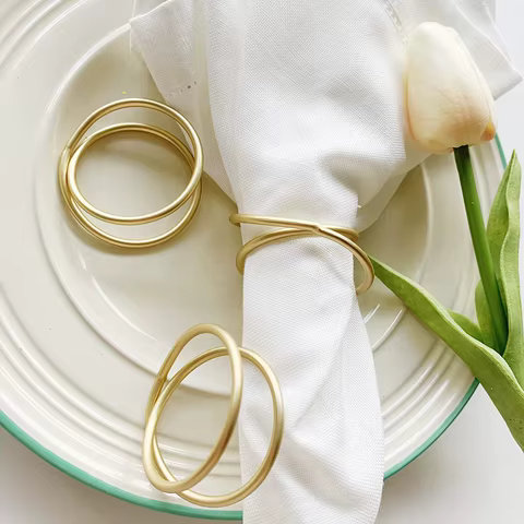 Exquisite Gold Napkin Ring Metal Napkin Rings for Wedding Party Dinner Hotel Table Decoration Napkins Holder 10 best sales wedding napkin ring - №2