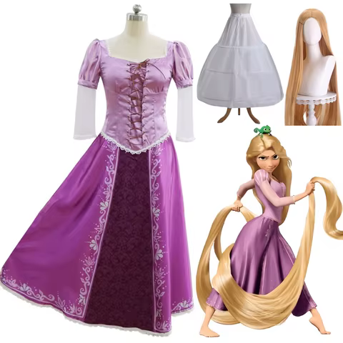 Tangled Rapunzel Women’s Long Hair Princess Costumes Cosplay Costume Adult Carnival Uniform Halloween Costumes 10 best sales disney adult costumes - №3