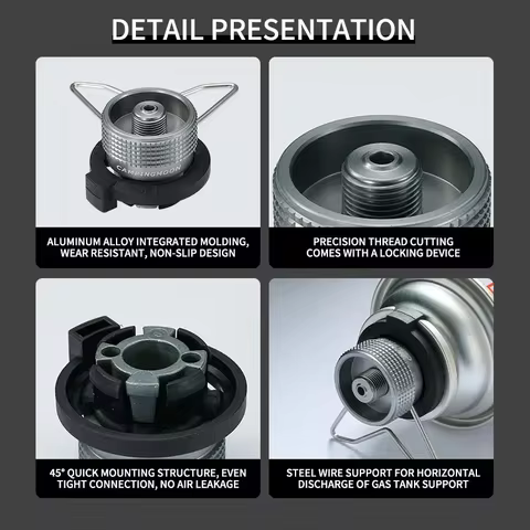 Butane Adapter with Bracket Gas Cartridge Head Conversion Adapter Nozzle Bottle Type Input Screw Type Lindal Valve Output 2023 6 best sales wokbrander - №3