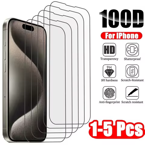 1-5Pcs Tempered Glass for IPhone 16 15 14 13 12 11 Pro Max Screen Protector for IPhone 7 8 SE X XS XR Protective Glass Film 10 best sales redmi note 5 pro - №7