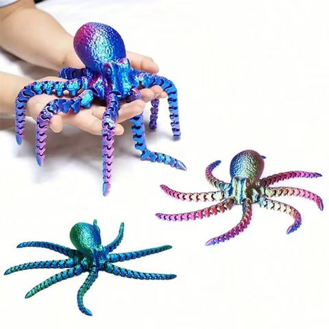 1pc Vibrant 3D Printed Octopus Figurine with Jointed Body for Versatile Decor - Bookshelf, Living Room, Office, Cabinet, Tableto 10 best sales octopus decor - №1