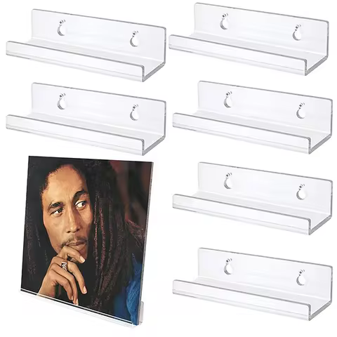 2pcs Acrylic Record Display Stand Shelf Clear Wall Mounted Vinyl Record Holder Floating Shelves LP Record Album Storage Rack 8 best sales record stand - №4