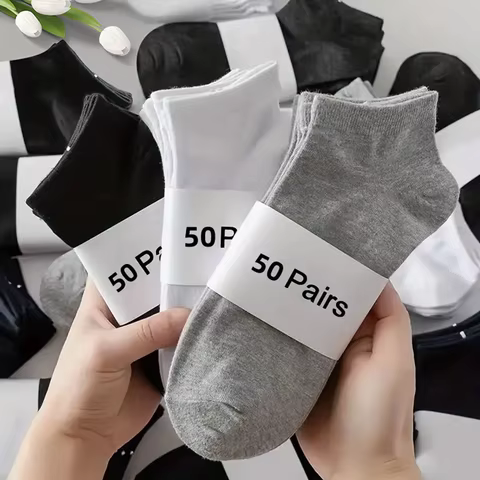 10/20/30/40/50 Pairs Of Breathable Deodorant Men's Low Cut Ankle Socks - Sweat Wicking And Comfortable Summer Wear 8 best sales replica ralph loren - №2
