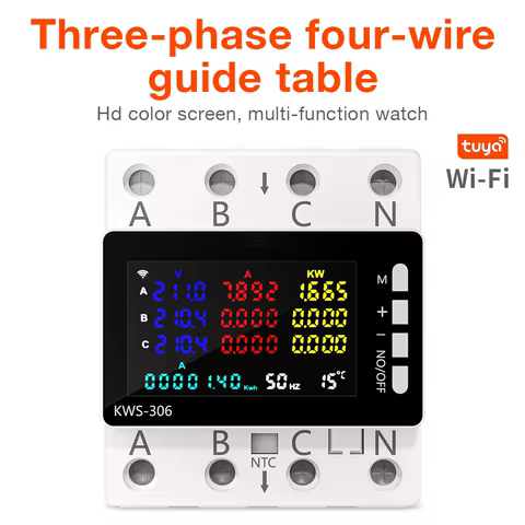 KWS-306 3 Phase TUYA WiFi Power Meter Over Under Voltage Protection Relay Switch Circuit Breaker Energy kWh Meter Smart Life 8 best sales tuya power monitor - №5