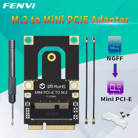 FENVI NGFF M.2 Key To Mini PCI-E PCI Express Converter Adapter F-C25NG For AX200 AX210 9260 8265 7260AC M2 WiFi BT Wireless Card 12 best sales bcm94360ng - №10
