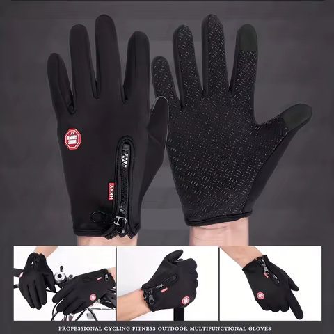 Outdoor Cycling Gloves, Bicycles for Warmth and Anti Slip in Autumn and Winter 10 best sales winter gloves men - №3