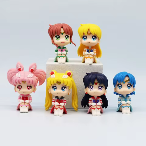 Sailor Moon Anime Figure Q Version Kawaii Sailor Mars Jupiter Mercury Venus Action Figure PVC Collection Model Doll Toy for Kids 8 best sales action figure sailor moon - №6