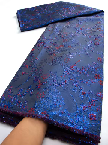 2024 High Quality Nigerian Jacquard Lace Fabric African Brocade Lace Fabric For Sewing Women Wedding Party Dresses TY3464 12 best sales brocade fabric nigeria - №7