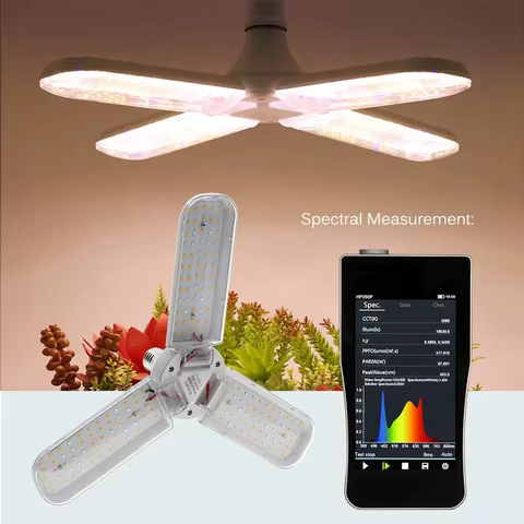 24/36/48W Fan Leaf Foldable LED Grow Light Full Spectrum E27 Plant Growing Light Phytolamp Bulb Indoor Plants Flower Seedling 8 best sales growbox 40x40 - №6