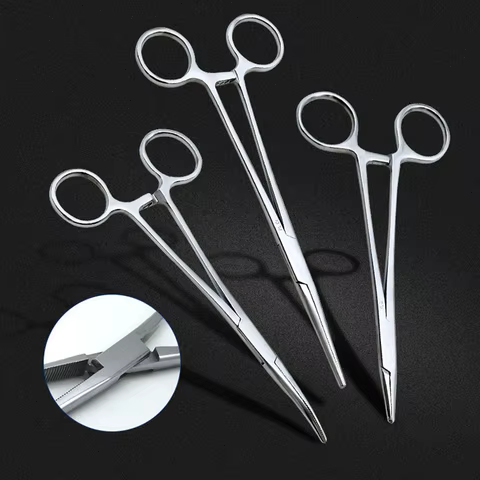1pc Stainless Steel Hemostatic Forceps Surgical Forceps Tool Hemostat Locking Clamps Forceps Fishing Pliers Curved/Straight Tip 8 best sales zebra finch bird - №2