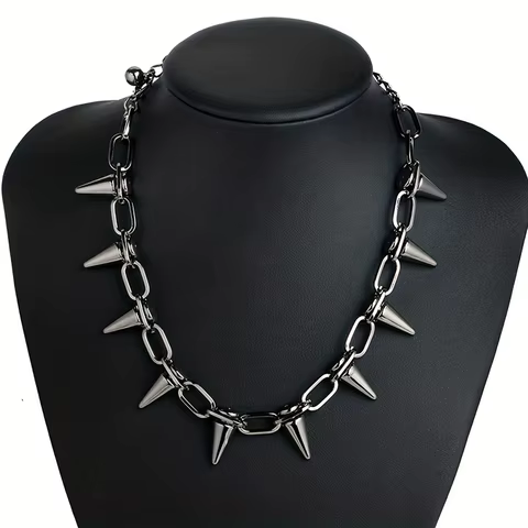 Punk Gothic Studded Rivet Spikes Necklace Vintage Choker Hip Hop Necklace For Party Birthday Valentine's Day Lovers Gifts 12 best sales spiked choker - №12
