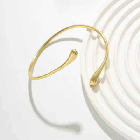Simple Vintage Water Drop Open Cuff Bangles for Women 2024 Trend Goth Geometric Arm Bracelet Aesthetic Jewelry Gift New 10 best sales thank you gifts - №4