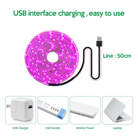 LED Grow Light Full Spectrum 5V USB Grow Light Strip 2835 LED Phyto Lamps For Plants Greenhouse Hydroponic Growing Lamp 1M 2M 3M 8 best sales growbox 40x40 - №3