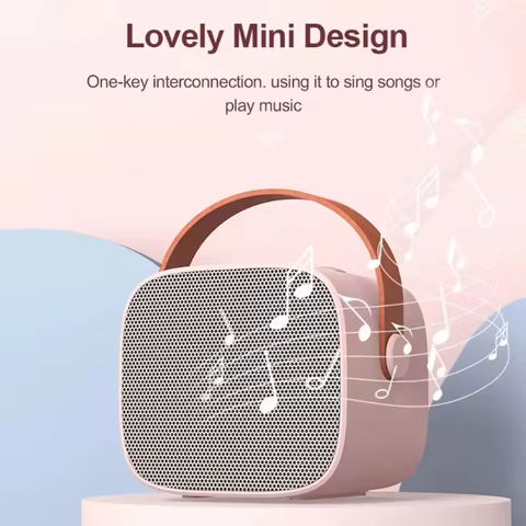 Portable Wireless Dual Microphones Karaoke Machine HomeKTV DSP System Bluetooth Speaker HIFI Stereo Surround For Kids Party Gift 10 best sales mic speaker - №4