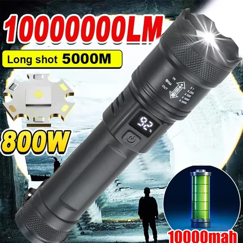 High Strong Power Led Flashlights 2000LM Tactical Torch with Display Light USB Charging Camping Fishing Emergency Zoom Lantern 8 best sales revomax - №4