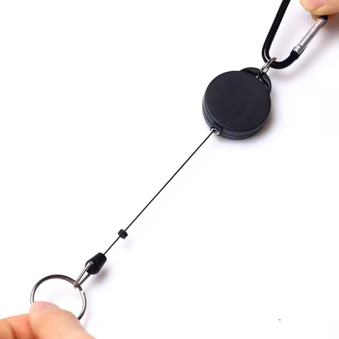 Retractable Keychain Badge Reel Holder Clips Easy-To-Pull Buckle Rope Elastic Keychain for Keychain for Camping Outdoor Key Ring 10 best sales elastic keychain - №10