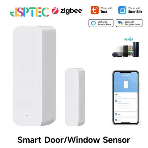 Tuya Zigbee Door Window Sensor Contact Sensor For Smart Home APP Remote Control Compatible With Alexa Google Assistant 10 best sales sensor smart - №5