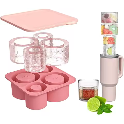 Ice Cube Tray Mold for Tumbler Stanley Cup Silicone Cylinder Ice Cube Maker Mold with Lid For 20oz 30oz 40oz 10 best sales ice cup mold - №7