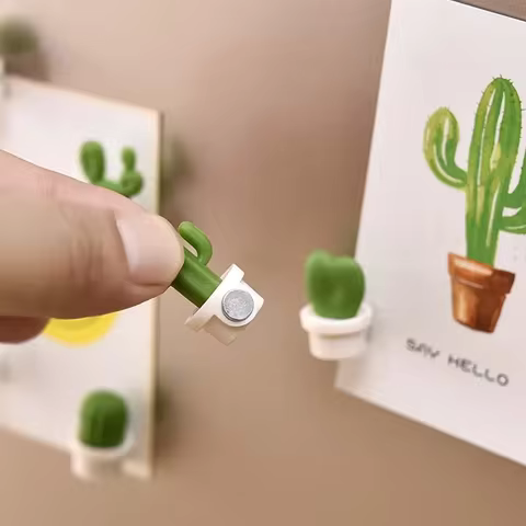 6pcs Cactus Magnetic Message Refrigerator Magnet Green Plant Potted Magnet Cactus Ball Three-dimensional Refrigerator Magnet 8 best sales refridgerator magnet - №6