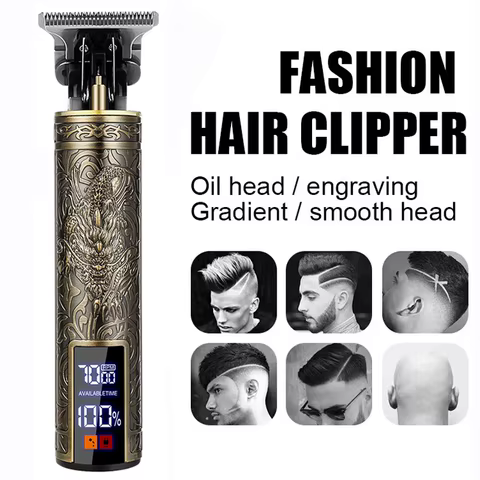 Carving Hair Clipper Professional Hair Cutting Machine Barber Rechargeable Hair Trimmer Metal Haircut Machine Clipper for Men 10 best sales self cut system - №9