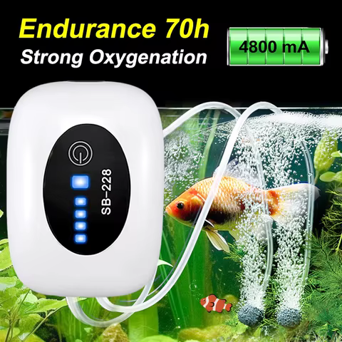 4800mAh Aquarium Oxygen Air Pump Compressor Fish Tank USB Charging Small Portable Exhaust Ultra Silent Indoor Outdoor Fishing 10 best sales aquarium air compressor - №8