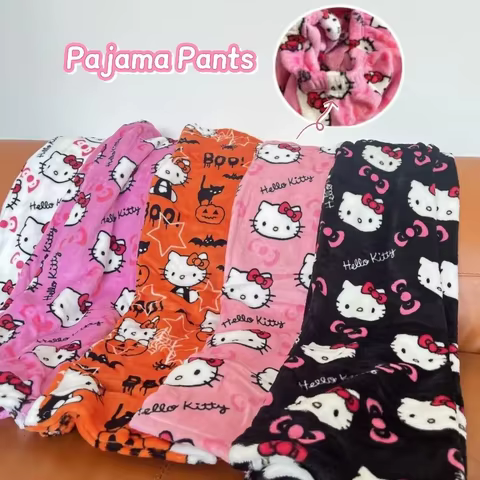 Y2K Hello Kitty Pajamas Pants Sanrio Anime Women's Pajama Pants Cartoon Couple Home Sleepwear Trousers Leisure Home Clothing 12 best sales sanrio pjs - №1