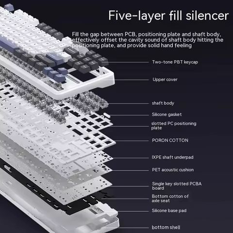 AULA F87Pro Mechanical Keyboard 2.4g/Usb/Bluetooth Tri Mode Wireless 87 Key 5 Layer Silencing Filling Suitable For Gaming+Typing 10 best sales macro keys - №5