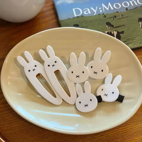 Cute Miffy Kawaii Ins Hair Decoration Clip Princess Bangs Clips Sweet Cool Rabbit Y2K Personality Headwear Student Girl Gifts 10 best sales miffy sticker - №1