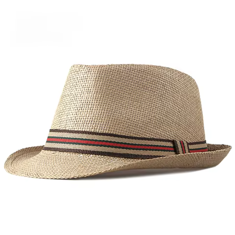 Women Beach Hats in Spring Summer British European and American Jazz Hats Men Fedoras Straw Hats Outdoor Travel Bucket Sun Hats 10 best sales fedora hat man - №4