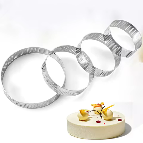 Stainless Steel Mousse Cake Mold Heat-Resistant Perforated Round Tart Ring Cookies Pastry Circle Cutter Mold Baking Tools 8 best sales teddy bear cookie cutter - №6