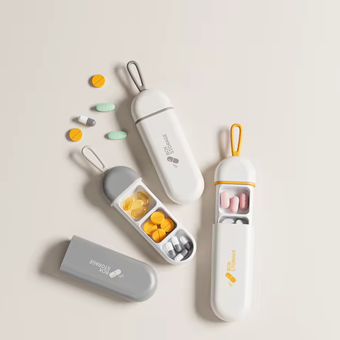 Portable Colorful 3 Spaces Medicine Case Health Care Container Case Pill Box Splitters Travel Pill Box Tiny Box Easy to Carry 6 best sales cute pill box - №2