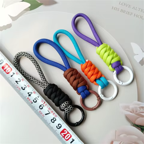 Creative Hand Woven Keychain For Mobile Phone Lanyard Anti Lost Knot Rope Strap Key Ring Men Women Car Key Holder Key Accessory 10 best sales elastic keychain - №3