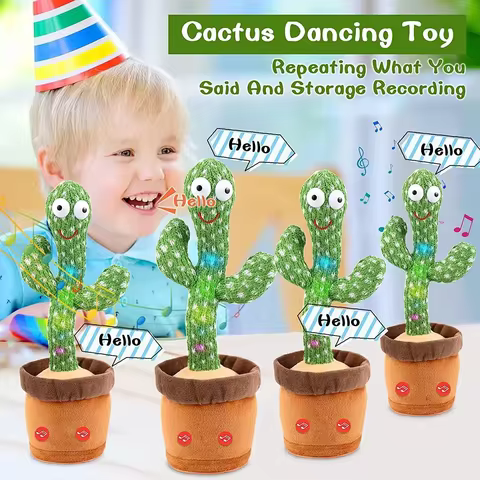 Dancing Talking Cactus Toys Birthday Present Dancing Cactus Electronic Plush Toy Home Decoration for Children Xmas Gifts 8 best sales cactus dancing toy - №3