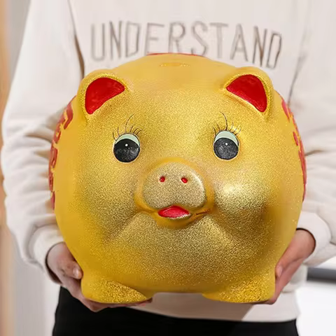 Gold Ceramic Pig Coin Piggy Bank Large Capacity Children's Storage Box Cute Pig Animal Porcelain Jar Home Piggy Bank Home Decor 12 best sales large ceramic piggy bank - №5