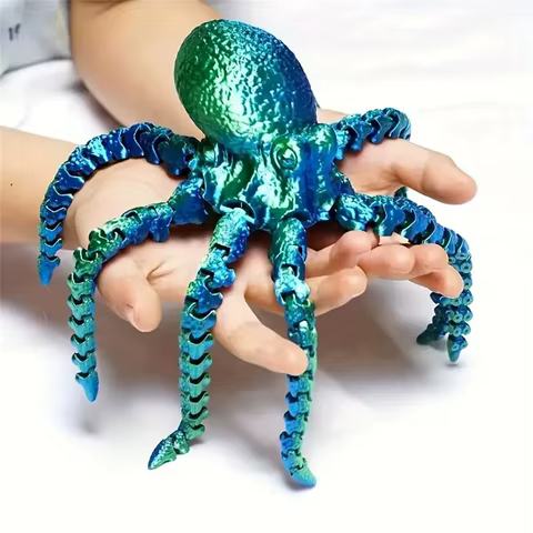 27CM 3D Printed Octopus Figurine with Flexible Joints For Home Office Desk Decor, Ocean Animal Table Ornament Ideal Gift Toy 10 best sales octopus decor - №4