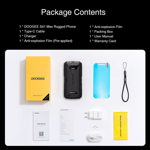 DOOGEE S41 Max 16GB 256GB Rugged Smartphone 6300mAh 13MP AI Triple Camera Cellphone NFC 4G Android 13 Mobile Phone 12 best sales smartphone doogee - №6