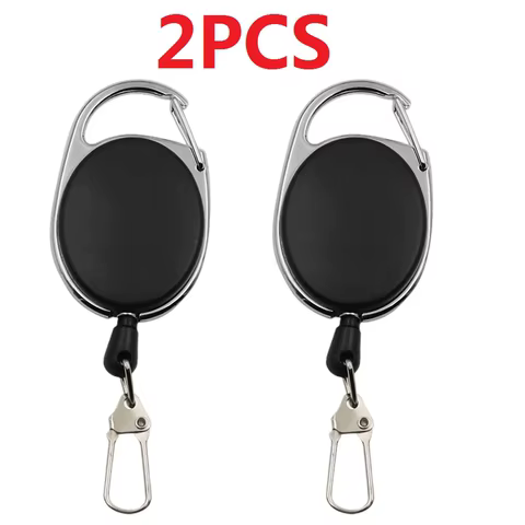 2/4pcs Retractable Key Chain Reel Badge Holder Fly Fishing Zinger Retractor with Quick Release Spring Clip Fishing Accessories 6 best sales retractable keychain - №4