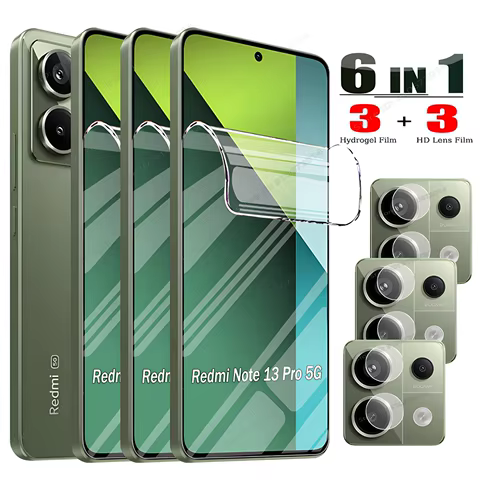 6IN1 Hydrogel Film For Xiaomi Redmi Note 13 14 12 11 Pro Plus 5G Soft Screen Lens Protector Redmi Note 14 12S 11S 10S 8 9 10 Pro 12 best sales redmi note 10 pro glass - №9